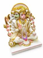 Alt Text: 8 Inch Marble Dust Panchmukhi Hanuman Idol Side View Detail
