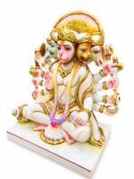 8 Inch Marble Dust Panchmukhi Hanuman Idol Side View Detail