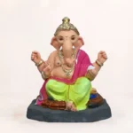 Dupata Lemon Yellow Dhoti 14 Inch Eco Friendly Ganesh Idol