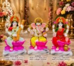 Size chart displaying dimensions for Handcrafted Marble Dust Ganesh Laxmi Saraswati Trio Idol Set