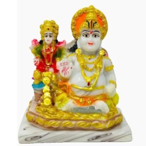 4.5 Inch Handcrafted Marble Dust God Kuber and Goddess Maa Laxmi Joint Idol