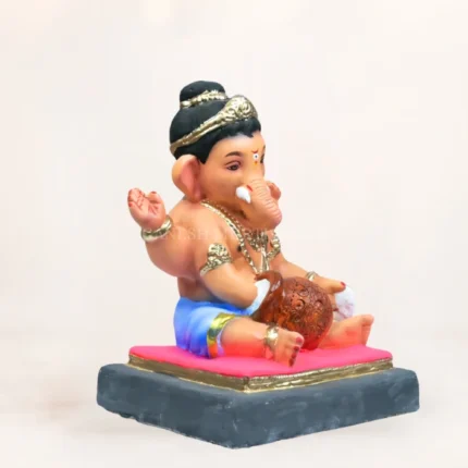 Handi Baal Sky Blue 12 Inch Eco Friendly Shadu Mati Ganesh Idol KP