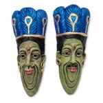 Handcrafted Terracotta Tribal Couple Face Wall Hanging 9 Inch - Traditional Folk Art Wall Decor