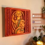 Handcrafted Tribal Lady Terracotta Wall Art 5.5 Inch - Close-Up Detail View