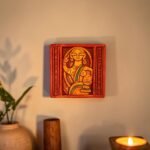 Handcrafted Tribal Lady Terracotta Wall Art 5.5 Inch - Front View