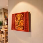 Handcrafted Tribal Lady Terracotta Wall Art 5.5 Inch - Side Angle Detail View