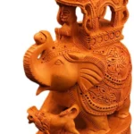 Handcrafted wooden Ambabari elephant statue with a royal howdah pavilion measuring 20 cm for home decor