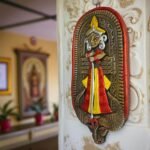 Handpainted Terracotta Mahishasura Mardini Wall Hanging Showpiece Angle View
