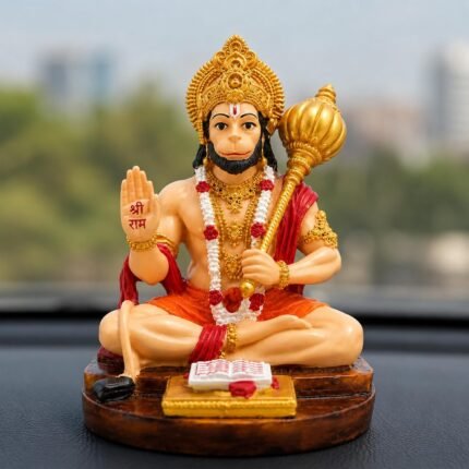 Handcrafted Lord Hanuman Idol in sitting posture with Gada for car dashboard and home decor