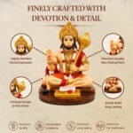 Feature infographic showing fine craftsmanship details of Hanuman Idol for Car Dashboard
