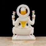 Back view showing smooth finish and lotus pedestal structure of Hindu Goddess Lakshmi Idol