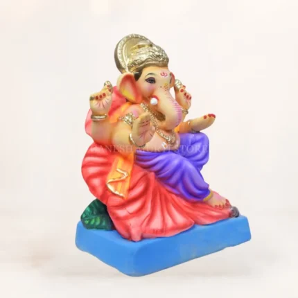 Jaswand Purple Dhoti 12 Inch Eco Friendly Shadu Mati Ganpati Murti TS