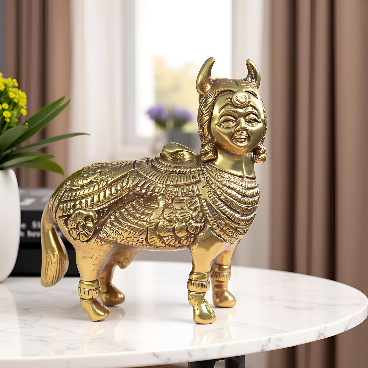 Kaamdhenu Cow Metal Decor ,Home Decor Kaamdhenu Cow Metal Decor Handcrafted Religious Home Decor