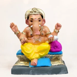 Kainchi Load Yellow Dhoti 12 Inch Eco Friendly Shadu Mati Ganpati Murti KP