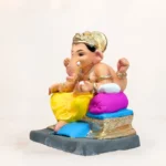Kainchi Load Yellow Dhoti 12 Inch Eco Friendly Shadu Mati Ganpati Murti KP Side View