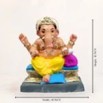 Kainchi Load Yellow Dhoti 12 Inch Eco Friendly Shadu Mati Ganpati Murti KP Dimension and Size View