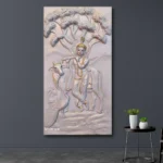 Krishna with cow 3D wall art mural measuring 52 by 28 inches for home decor and living room styling