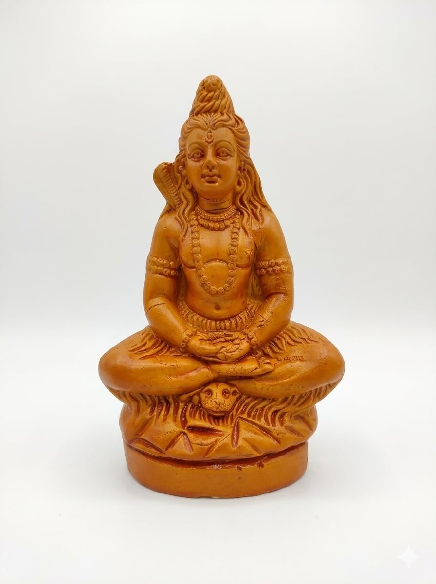 Lord Shiva Meditating Idol Terracotta Handmade Terracotta Lord Shiva Meditating Idol in Dhyana Mudra for Home Puja