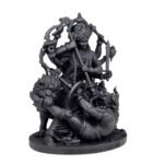 Maa Durga Idol Mahishasura Mardini Black UV Resin 8.2 cm Side Angle View