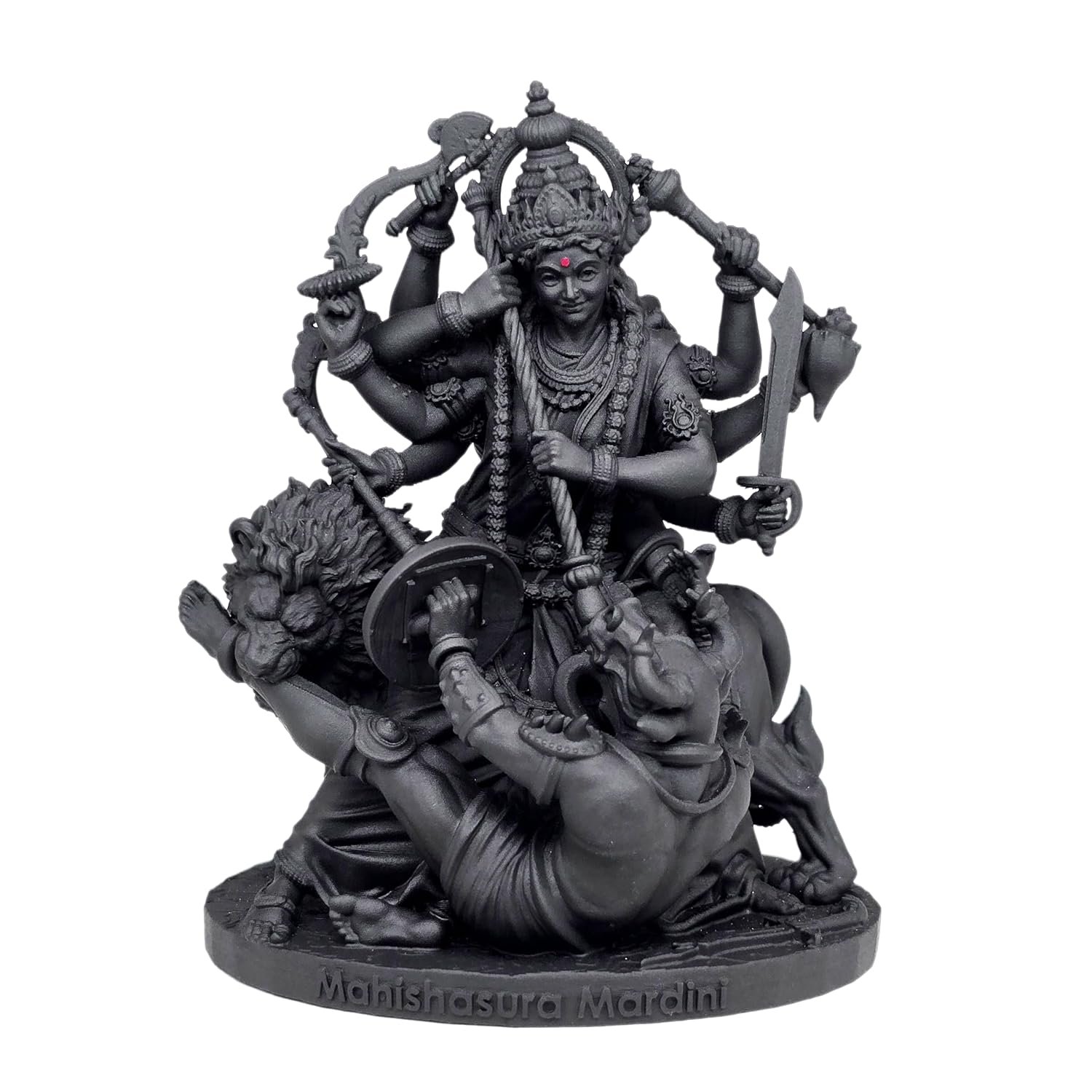 Maa Durga Idol, Mahishasura Mardini, UV Resin, Black, 8.2 cm Tall Maa Durga Idol Mahishasura Mardini UV Resin Black 8.2 cm Tall Goddess Durga Statue