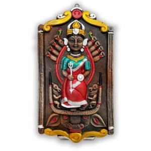 Maa Durga Murti Mahisasur Mardini Terracotta Wall Hanging Idol 9.5 Inch