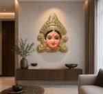 Maa Durga Terracotta Mask Wall Hanging Golden Antique Finish