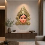 Maa Durga Terracotta Mask Wall Hanging Golden Antique Finish