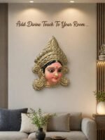 Maa Durga Terracotta Mask Wall Hanging Golden Antique Finish