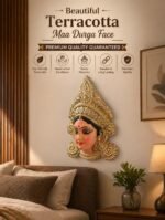 Maa Durga Terracotta Mask Wall Hanging Golden Antique Finish