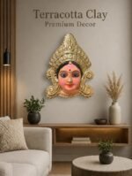 Maa Durga Terracotta Mask Wall Hanging Golden Antique Finish