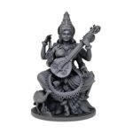 Maa Saraswati Idol Black UV Resin 8 cm Sitting Pose Abhaya Mudra Goddess Sharda Statue