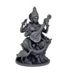 Maa Saraswati Idol Black UV Resin 8 cm Sitting Pose Abhaya Mudra Gallery Angle S