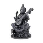 Maa Saraswati Idol Black UV Resin 8 cm Sitting Pose Abhaya Mudra Alternate Gallery Angle