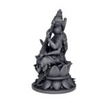 Maa Saraswati Idol Black UV Resin 8 cm Sitting Pose Abhaya Mudra Side View