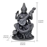 Maa Saraswati Idol Black UV Resin 8 cm Sitting Pose Abhaya Mudra Goddess Sharda Statue SZ