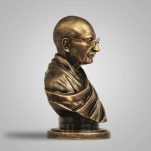 Side profile of 8 inch Mahatma Gandhi antique bronze finish resin statue