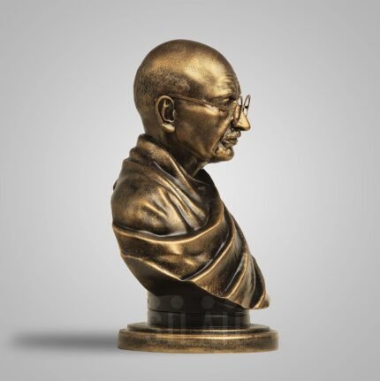 Side profile of 8 inch Mahatma Gandhi antique bronze finish resin statue