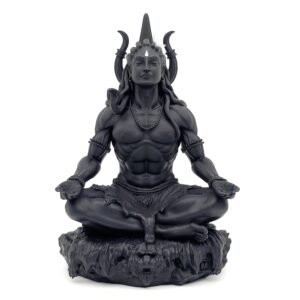 Mahayogi Shiva Idol Black UV Resin 8.89 cm Tall Adiyogi Shiv Statue in Dhyan Mudra Meditation Pose