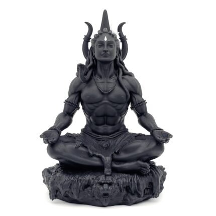 Mahayogi Shiva Idol Black UV Resin 8.89 cm Tall Adiyogi Shiv Statue in Dhyan Mudra Meditation Pose