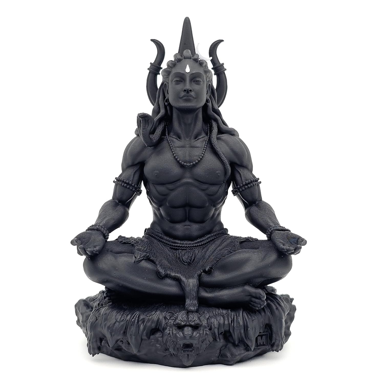 Mahayogi Shiva Idol, UV Resin, Black, 8.89 cm Tall Lord Adiyogi Shiv Statue, Meditation Pose, Dhyan Mudra Mahayogi Shiva Idol Black UV Resin 8.89 cm Tall Adiyogi Shiv Statue in Dhyan Mudra Meditation Pose