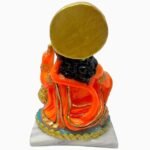 Back view of 5 Inch Marble Dust Ashirwad Hanuman Idol showing golden halo and rear details