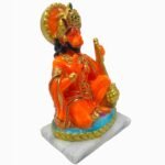Side profile view of 5 Inch Marble Dust Ashirwad Hanuman Idol showing craftsmanship details