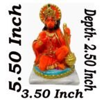 Size and dimension chart for 5 Inch Marble Dust Ashirwad Hanuman Idol showing height and depth measurements