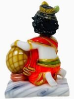 Back view of 5.5 Inch Marble Dust Bal Krishna Laddu Gopal Idol showing handcrafted details