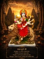 Size Chart and Dimensions for 11 Inch Marble Dust Goddess Durga Devi Mata Sherawali Idol