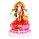 13 Inch Handcrafted Multicolor Marble Dust Goddess Maa Laxmi Idol for Home Mandir