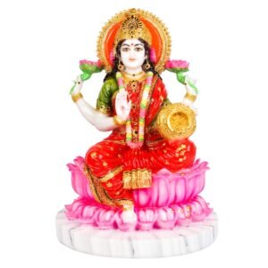 13 Inch Handcrafted Multicolor Marble Dust Goddess Maa Laxmi Idol for Home Mandir