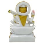Marble Dust Goddess Saraswati Idol 6.5 Inch Back View Detail