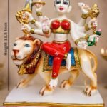 Handcrafted Marble Dust Iskcon Sherwani Durga Mata idol with traditional ornaments