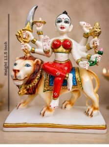 Handcrafted Marble Dust Iskcon Sherwani Durga Mata idol with traditional ornaments